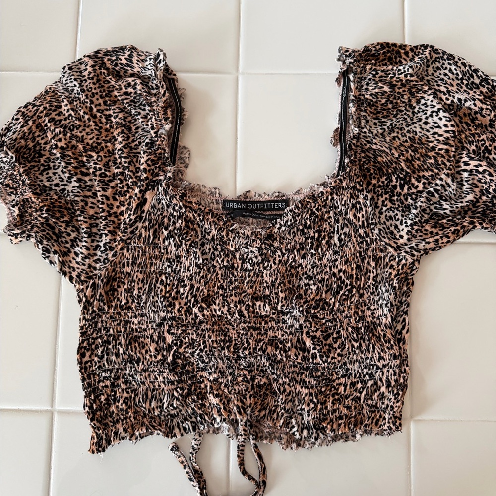 Urban Outfitters Animal Print Puff Sleeve Blouse